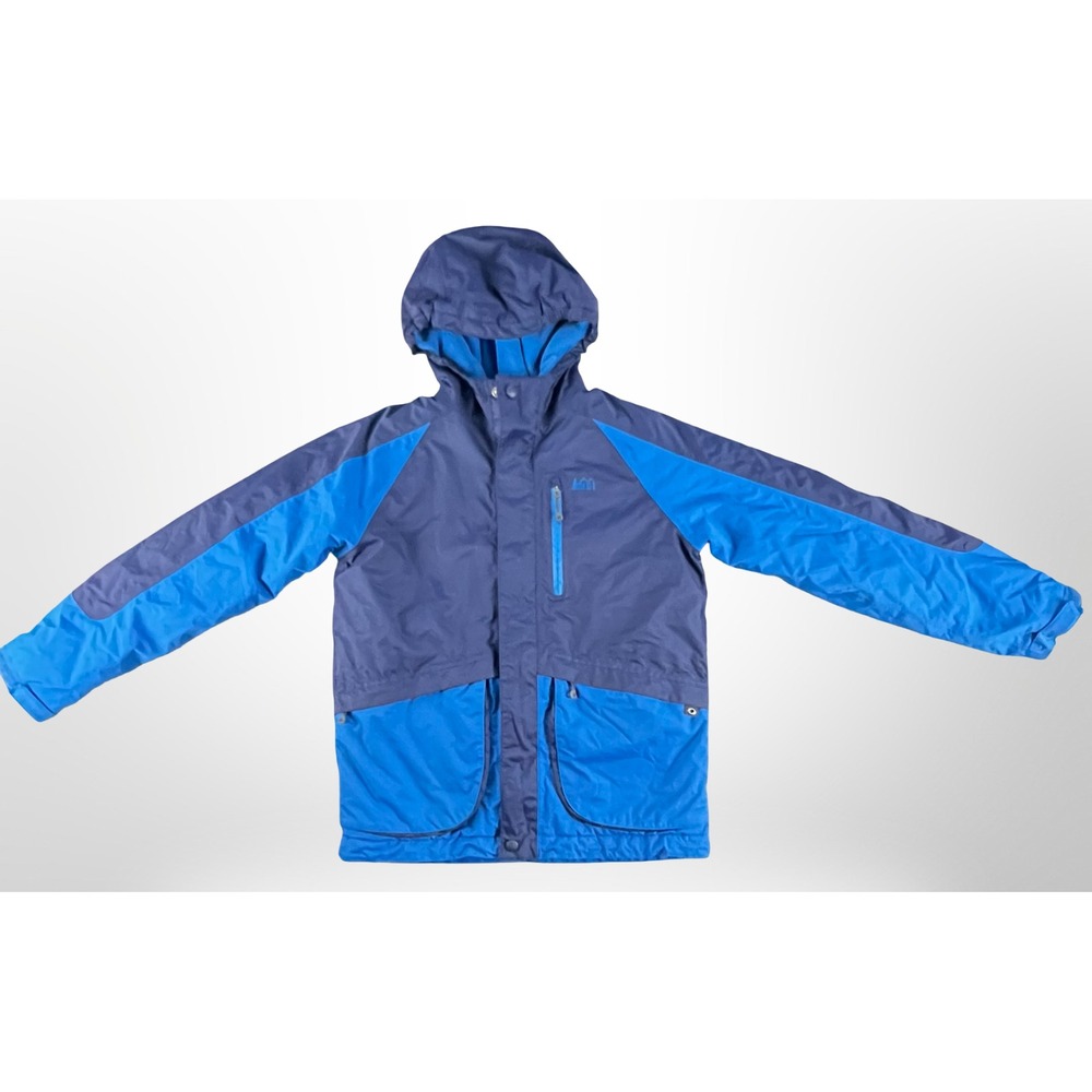 REI Boys L Blue Fleece Lined Insulated Hooded Winter Jacket Coat FA15